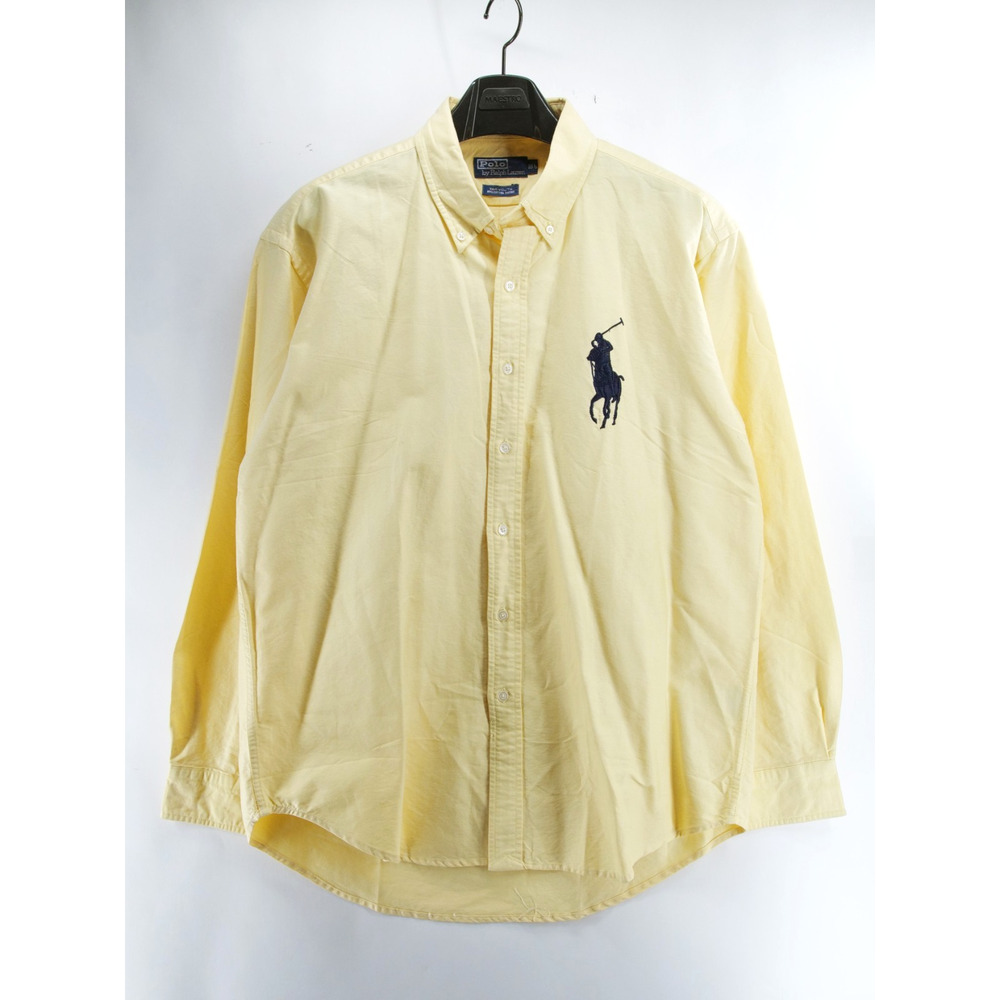 Vintage Polo Ralph Lauren Shirt Mens 18.5 Yellow Oxford Yarmouth Big Pony